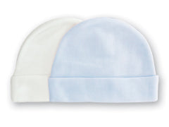 Playette Bamboo Newborn Caps 2pk - Blue/White