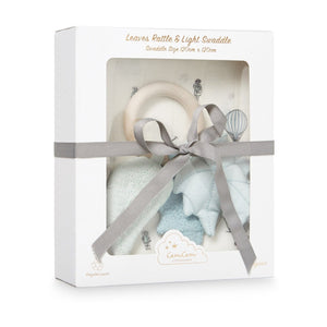 Cam Cam Copenhagen Gift Box with Swaddle & Leaves Rattle - Holiday