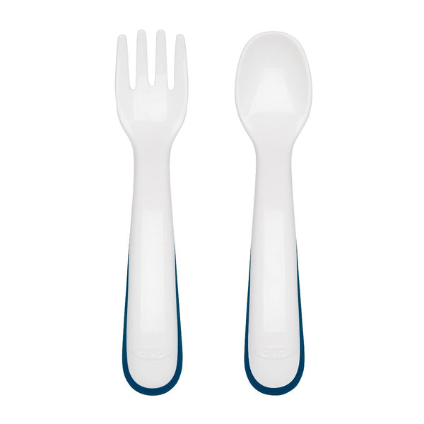 Oxo Tot On-The-Go Plastic Fork & Spoon Set with Travel Case